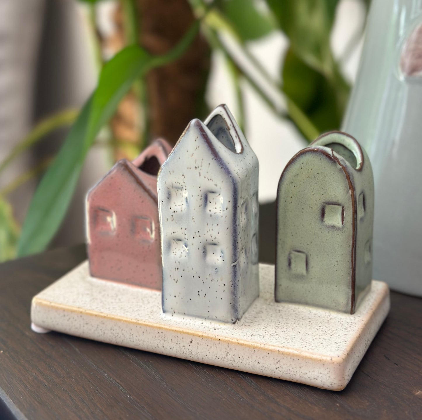 Triple of Mini Ceramic Vase Houses