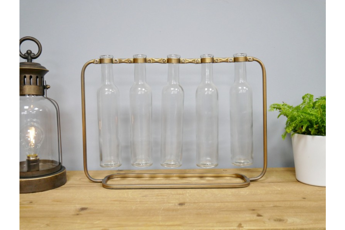 Large Alchemy-Style Five Stem Glass Vase