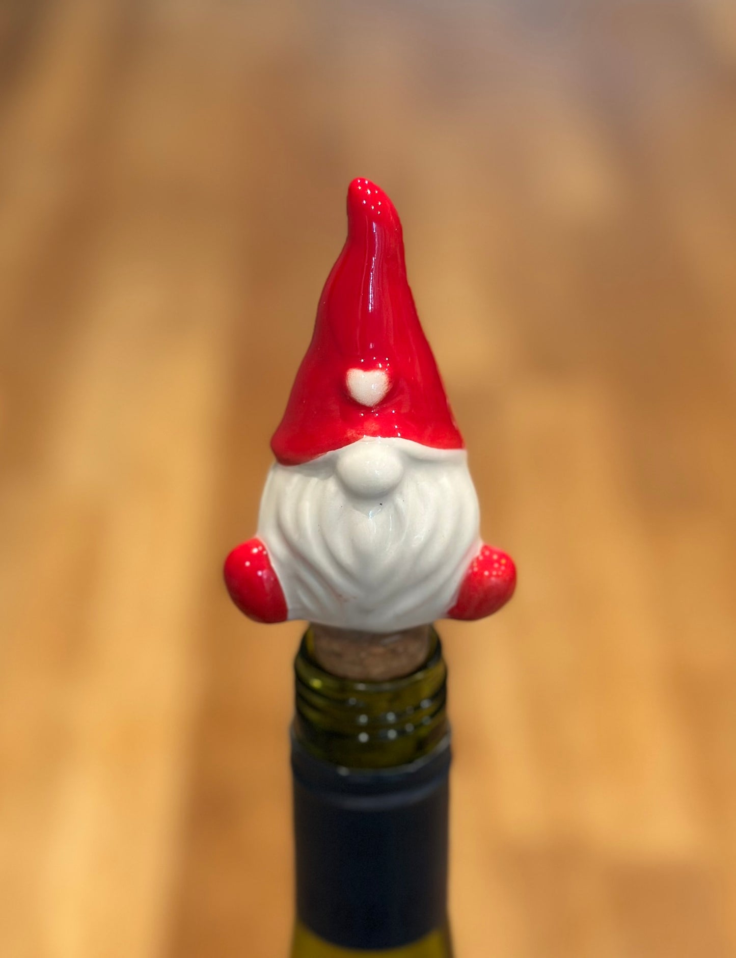 Christmas ceramic and cork bottle stopper for wine or prosecco bottles, stylish festive barware and table decoration, great Christmas gift or stocking filler.
