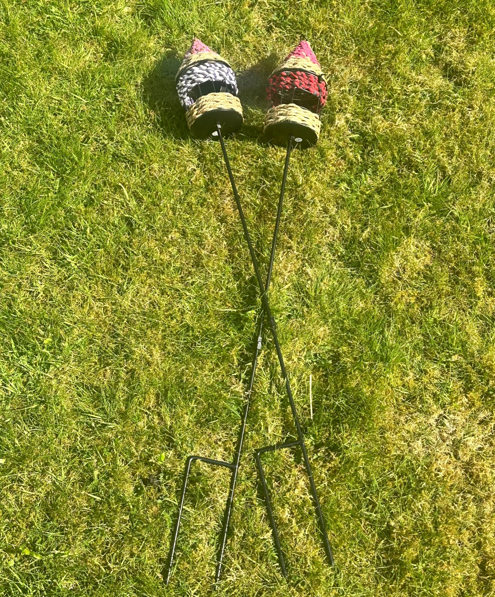 the stakes shown of grass, showing their length and end points