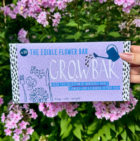 Edible Flowers Growbar seed kit with borage, viola and marigold for organic garden gift