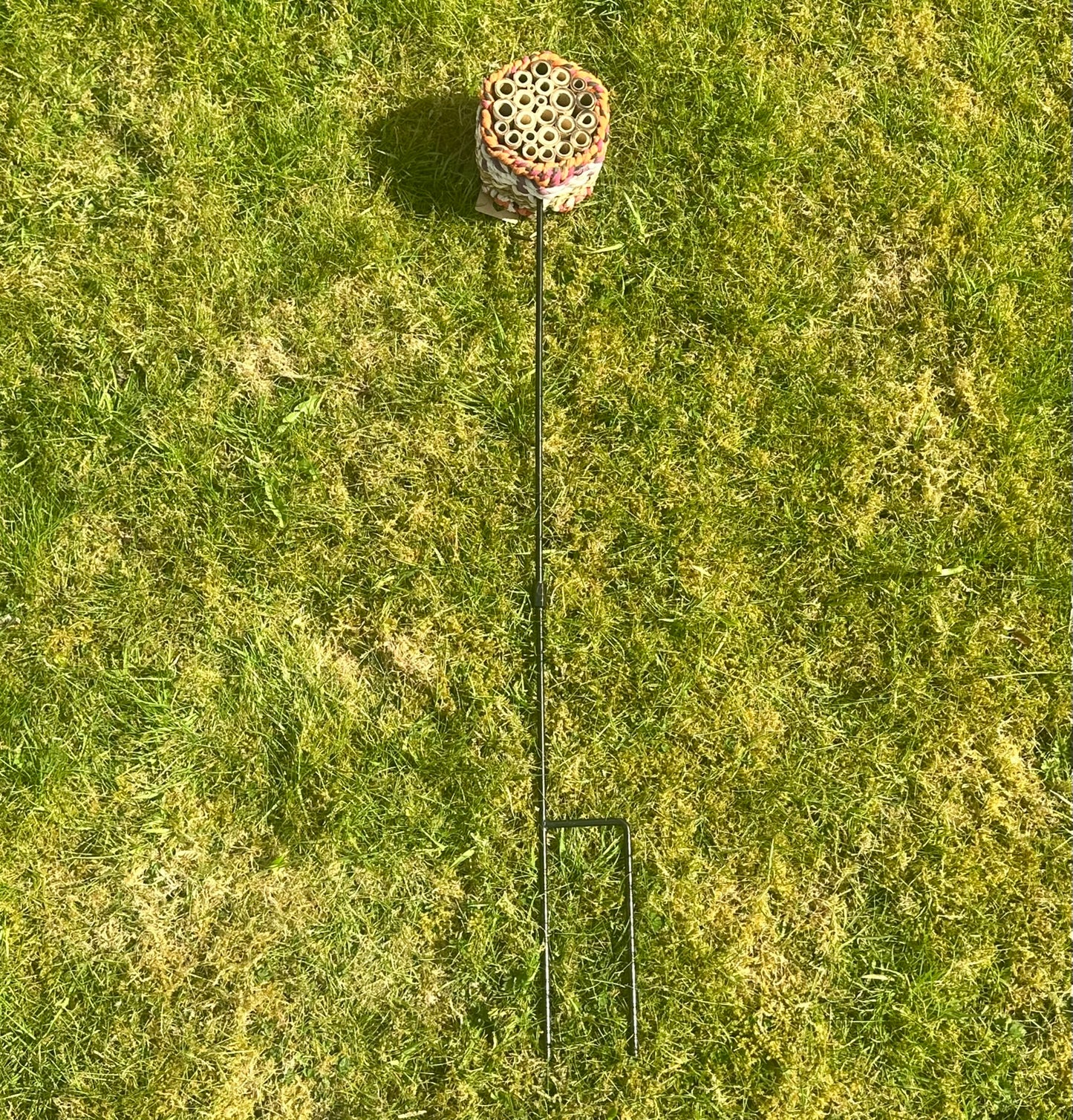 Sustainable bee habitat made from handwoven Munja grass, ideal for eco-friendly gardens