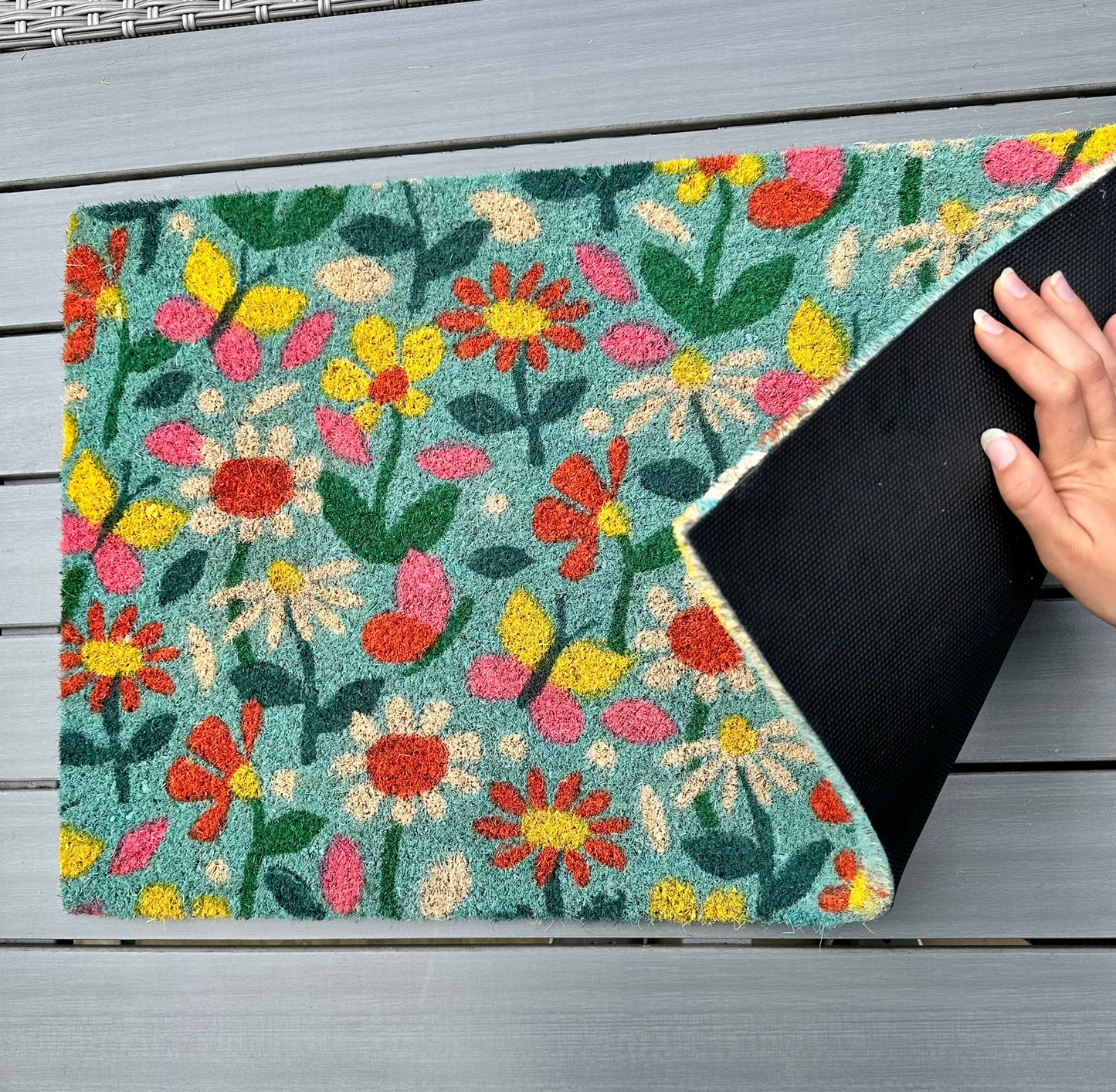 image showing the doormat front and back