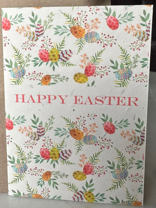 delicate floral pink/ orange themed easter egg card