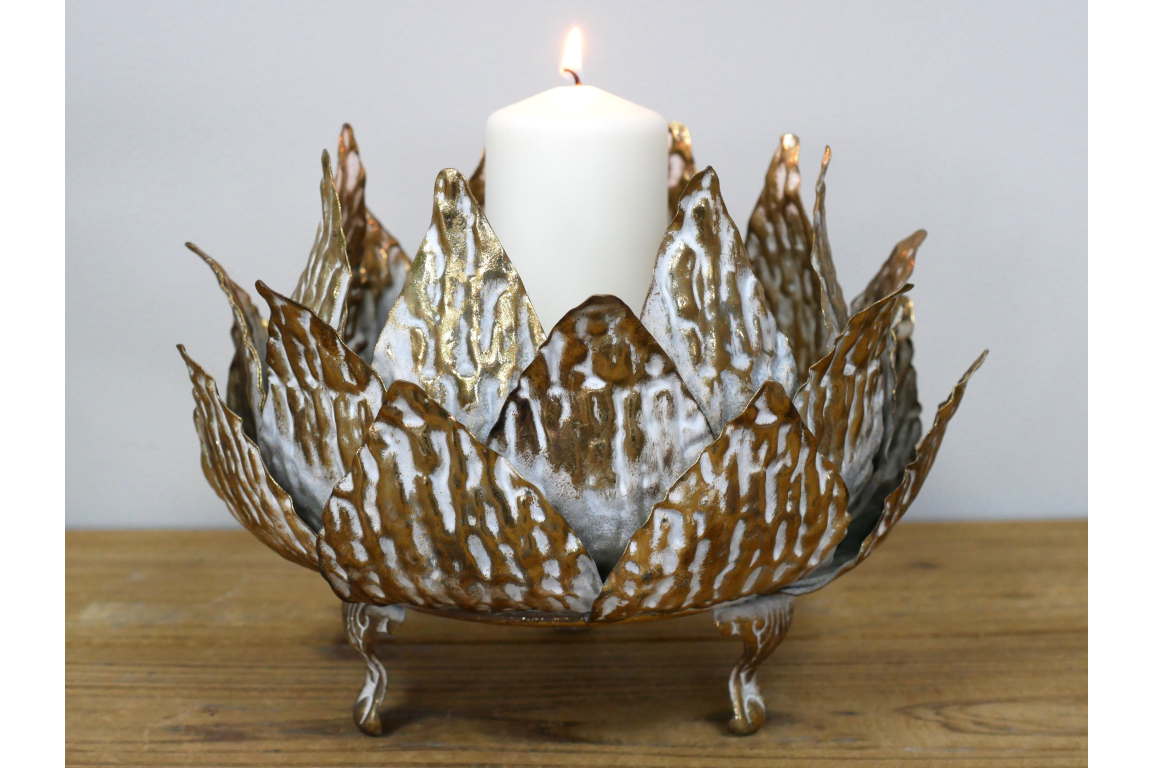 Gilded Cottagecore Gold Leaf Candle Holder