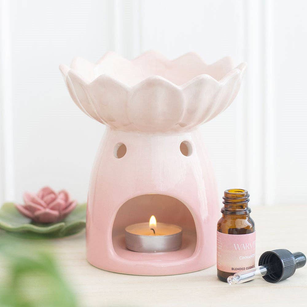 Lovely Pink Water Lily Oil Burner and Wax Warmer