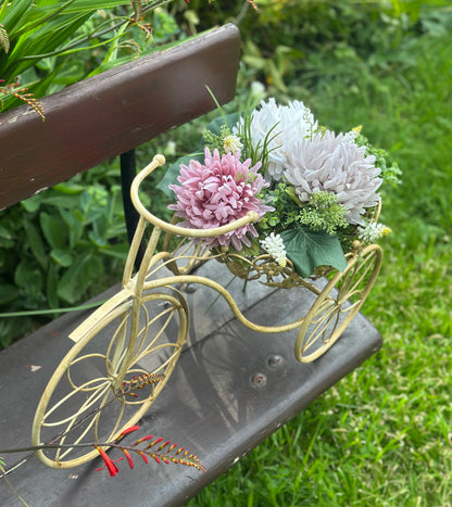 Bicycle Style Yellow Planter with Coir Basket