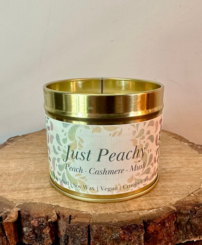 Just Peachy Scented Soy Tin Candle