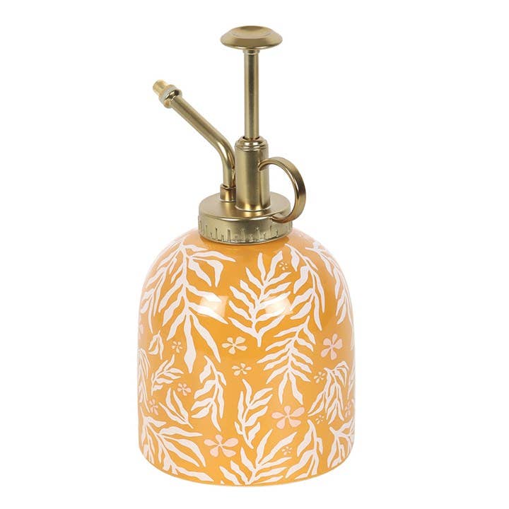 Summer Ochre Leaf Print Ceramic Plant Mister