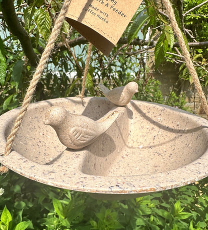 Recycled Hanging Bird Bath & Feeder