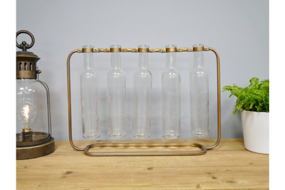 Large Alchemy-Style Five Stem Glass Vase