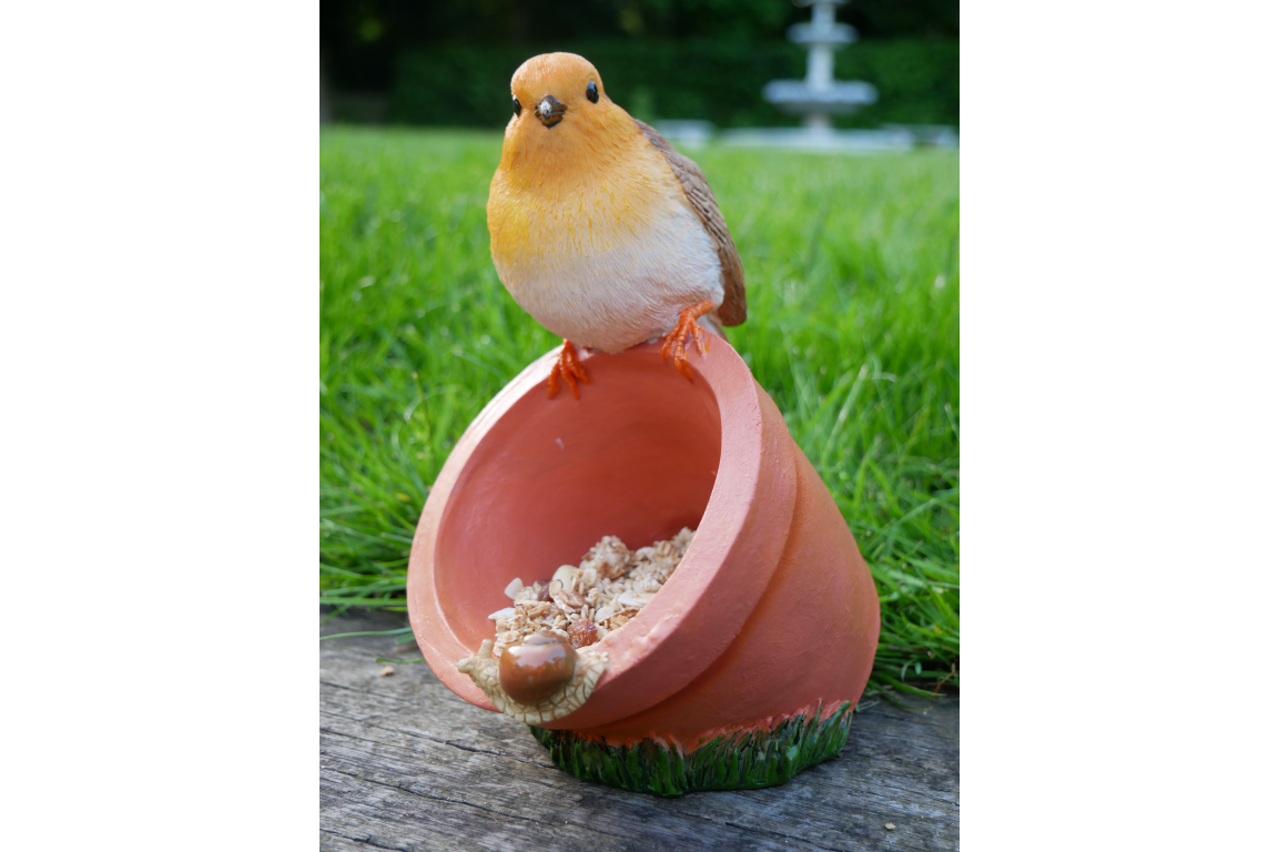 Robin Garden Pot Birdfeeder / Decoration