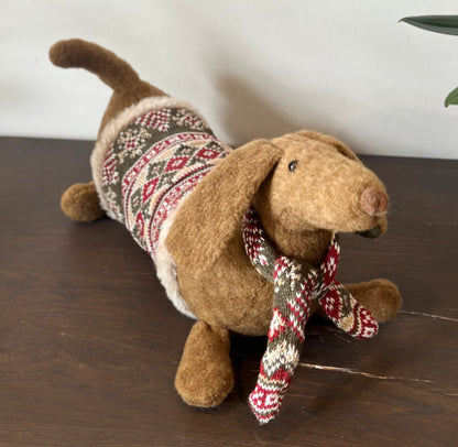 Sausage Dog Doorstop in a Fuzzy Winter Coat