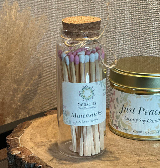 Strike-on-Bottle Pink-Tipped Matchsticks