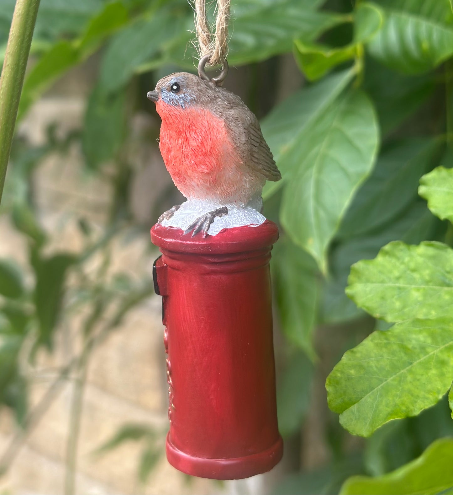 Robin on a Post Box Ornament
