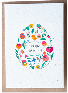 'Happy Easter' Egg Easter Card with Wildflower Seeds