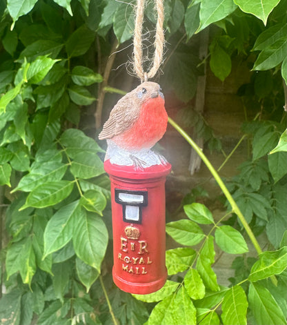 Robin on a Post Box Ornament