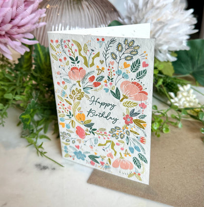 Floral Happy Birthday Wildflower Card | Plant Me!