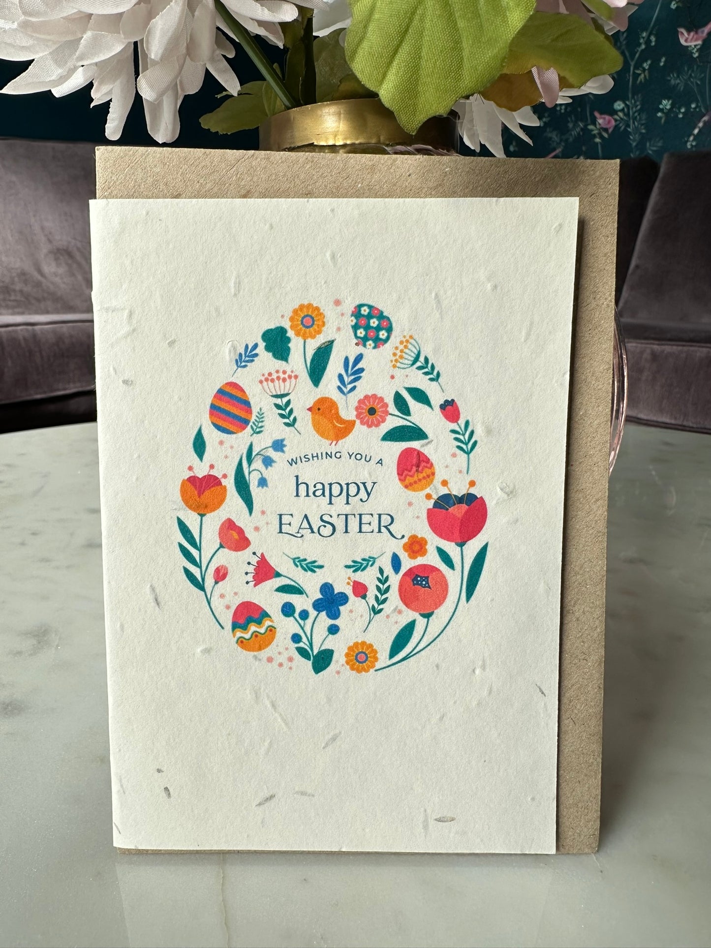 'Happy Easter' Egg Easter Card with Wildflower Seeds