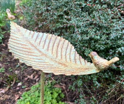 Leaf Double Bird Feeder Stake
