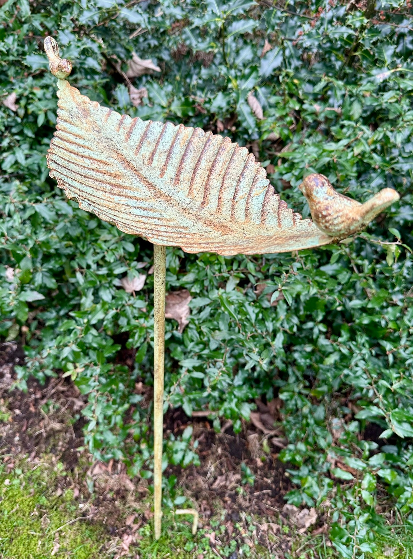 Leaf Double Bird Feeder Stake
