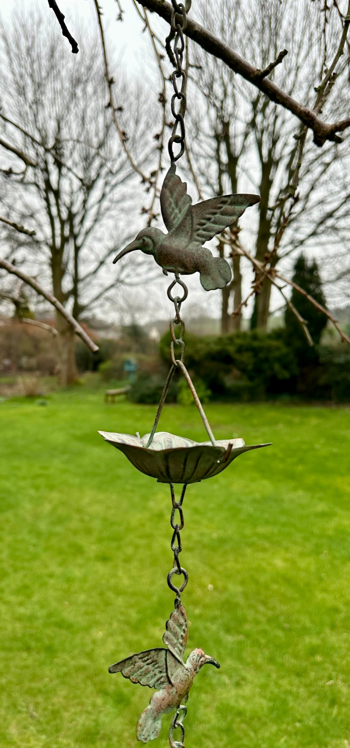 Hummingbird Rain Chain with Windchime