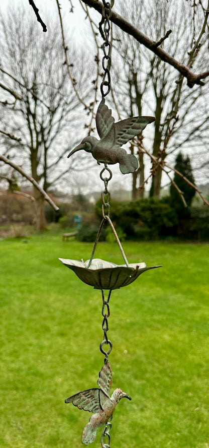 Hummingbird Rain Chain with Windchime