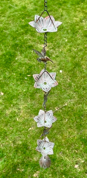 Hummingbird Rain Chain with Windchime