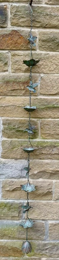 Hummingbird Rain Chain with Windchime