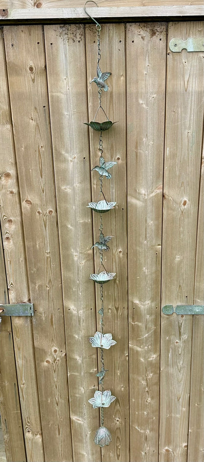Hummingbird Rain Chain with Windchime