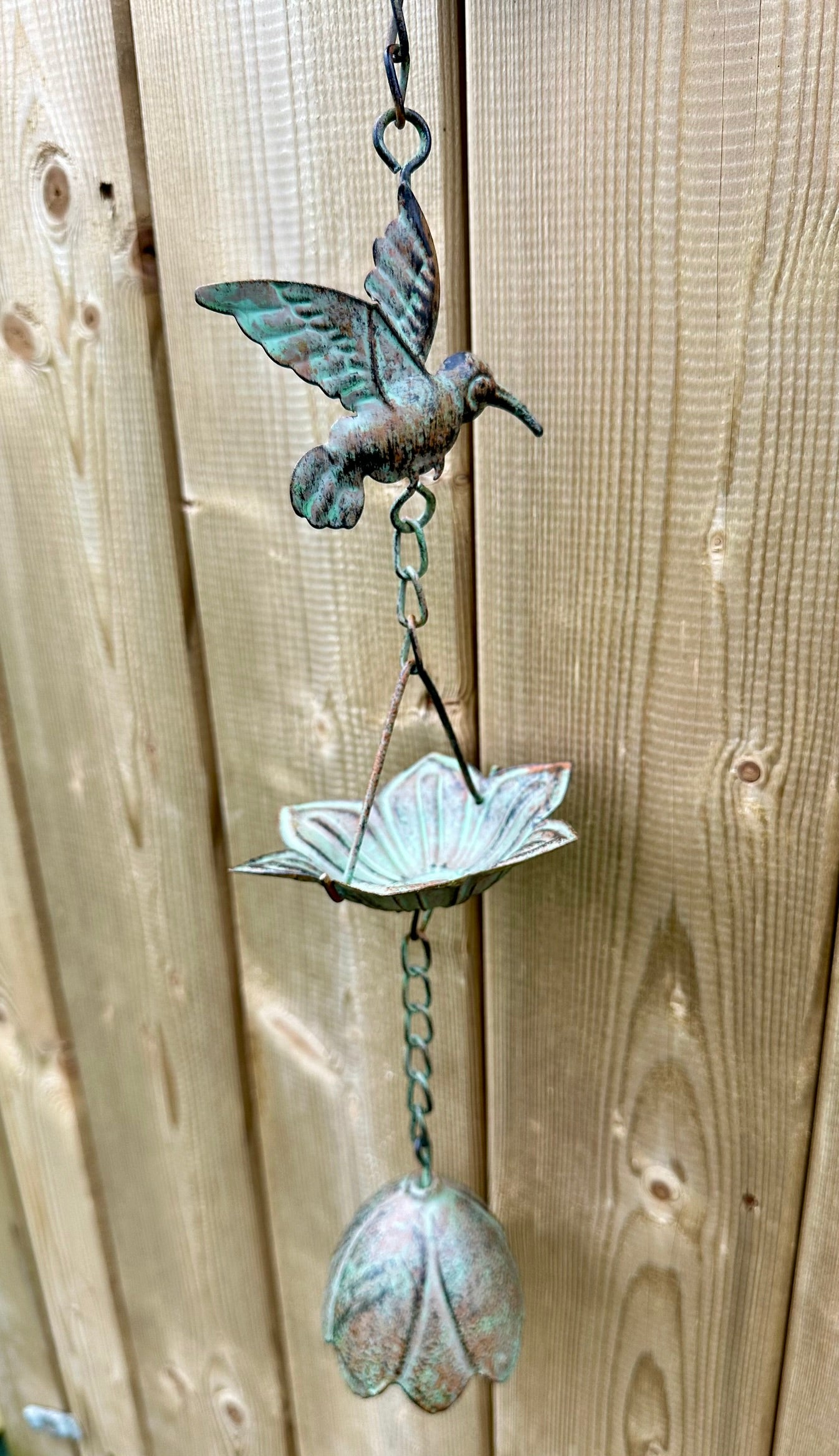 Hummingbird Rain Chain with Windchime