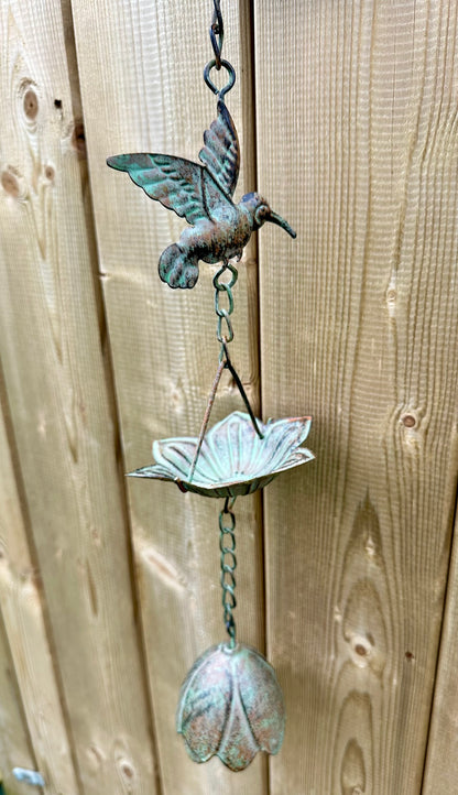 Hummingbird Rain Chain with Windchime