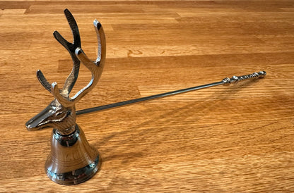 Luxury aluminium stag candle snuffer with silver design, elegant home accessory for extinguishing candles and stylish Christmas gift for modern homes.