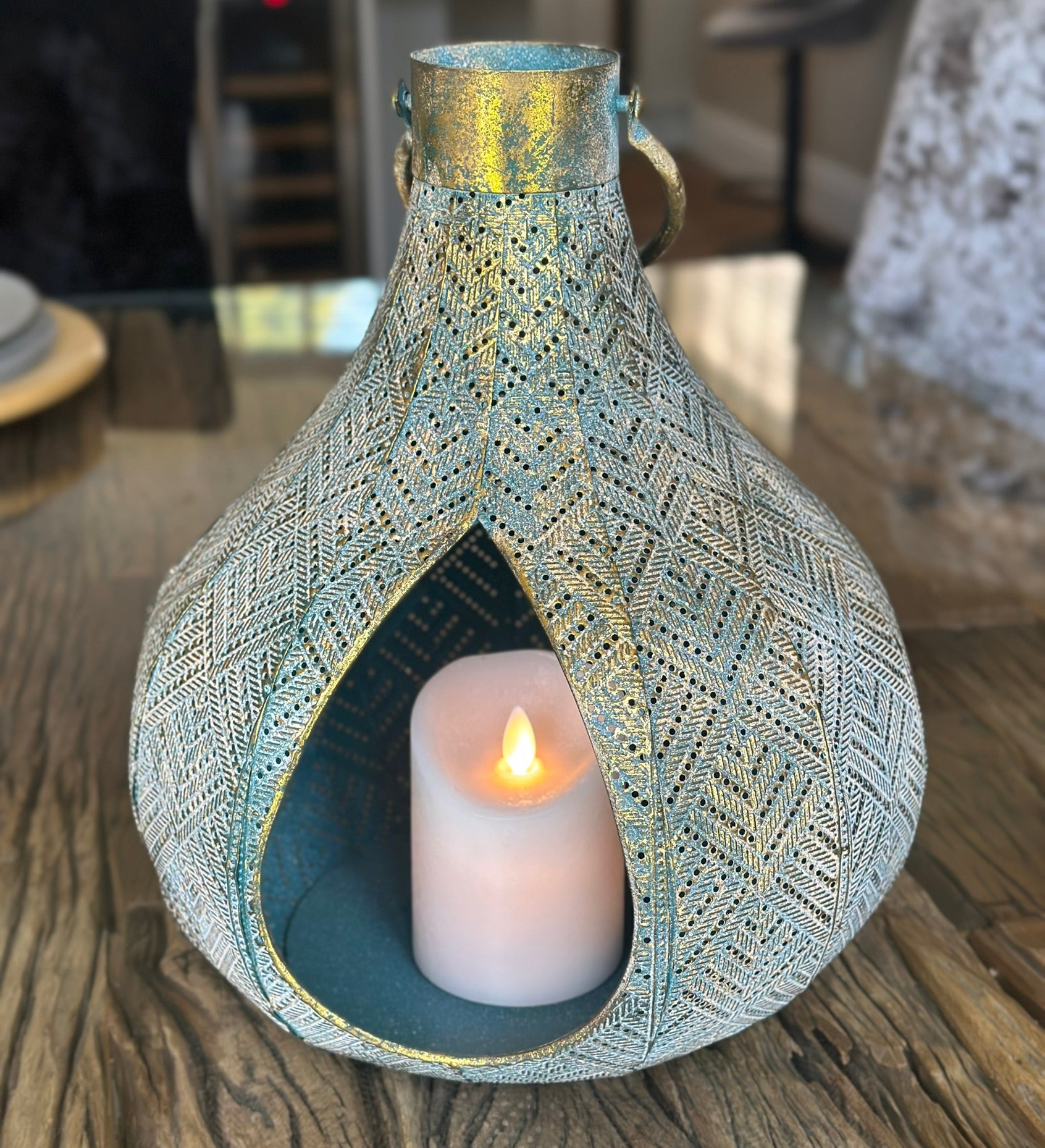 a Moroccan-inspired candle holder lantern