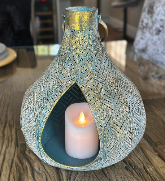 a Moroccan-inspired candle holder lantern