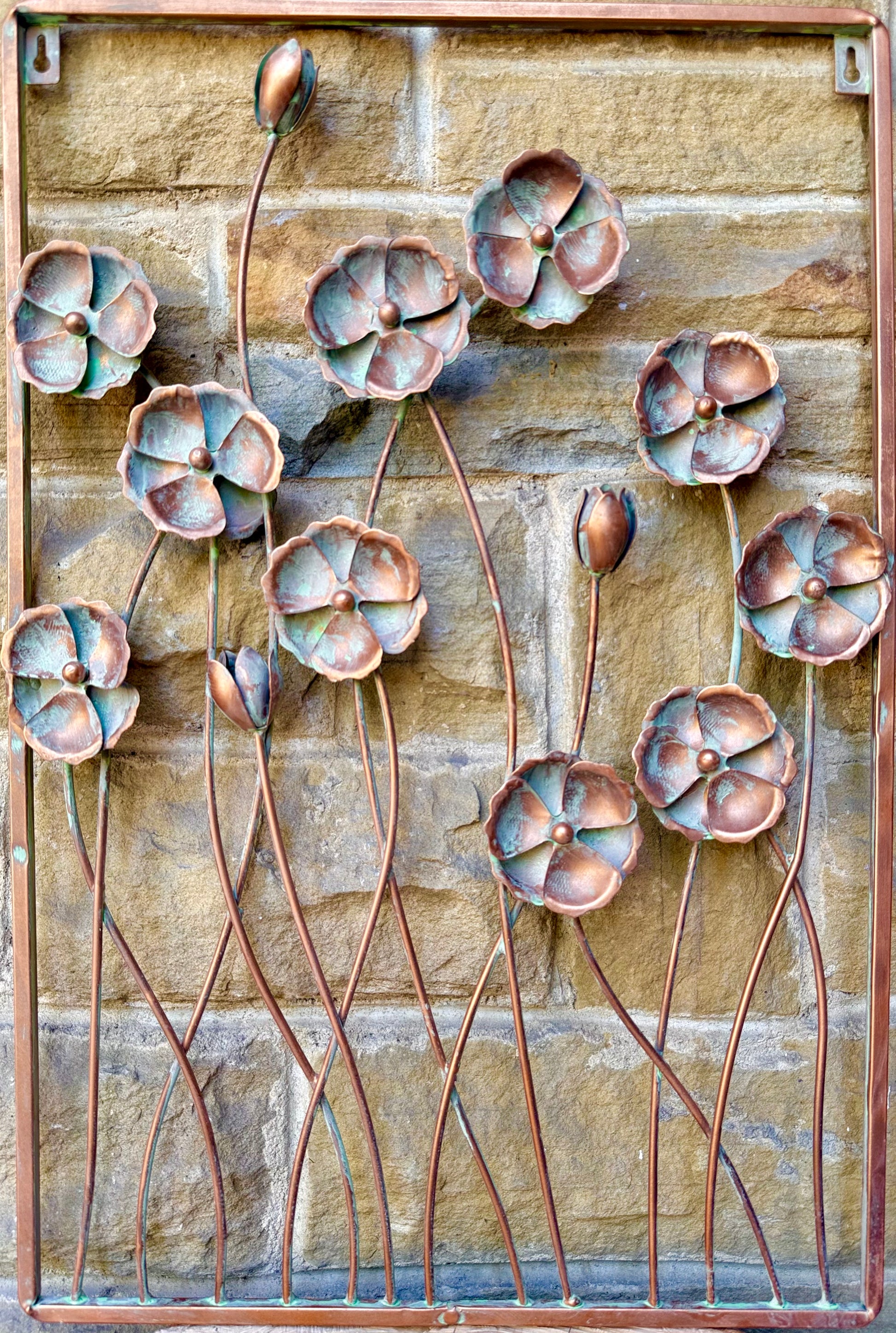 Decorative cornflower garden wall sculpture with floral design for fences, sheds and patios