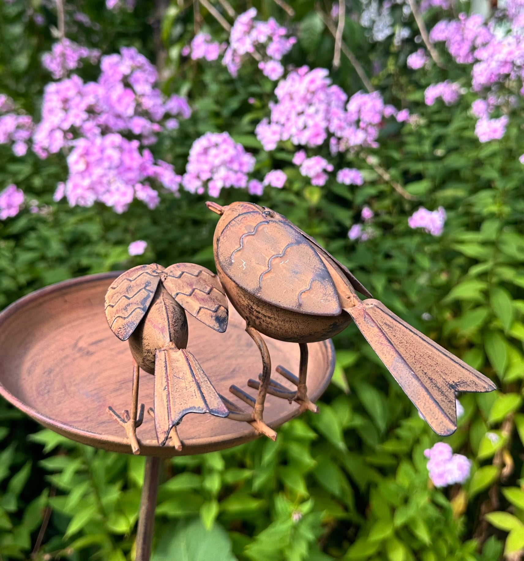 close up of the back of the bird bath