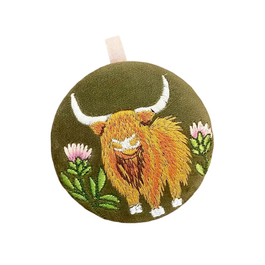 Highland Cow Embroidered Mirror