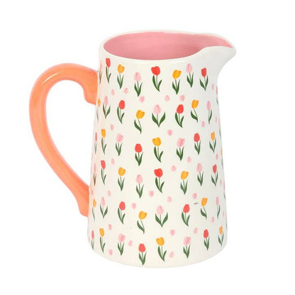Spring Tulip Print Ceramic Flower Jug