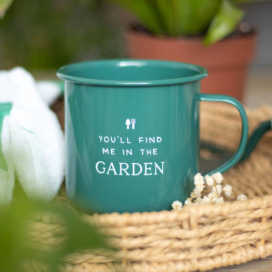 'Find Me in the Garden' Enamel Mug