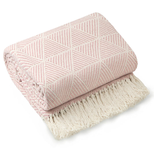 pink recycled cotton fibre throw blanket
