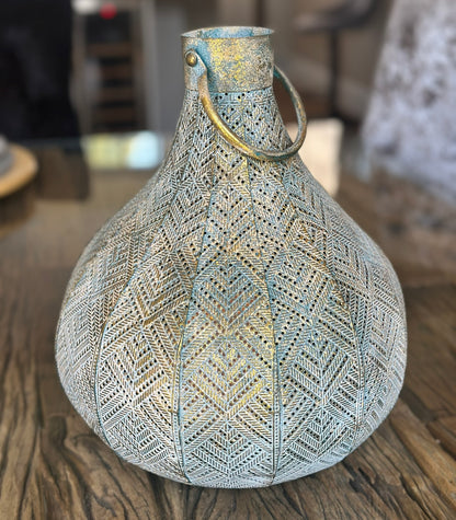 detailing of the lantern, including a hanging handle 
