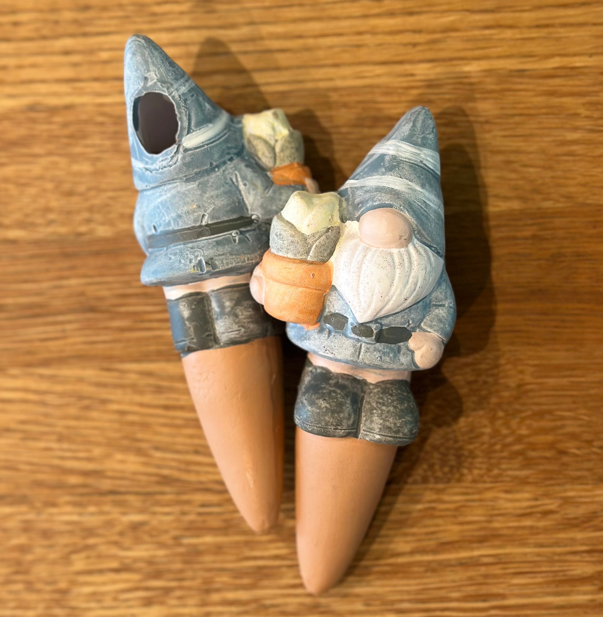 Slow-release ceramic gnome feeder for plant care and novelty indoor gardening gift
