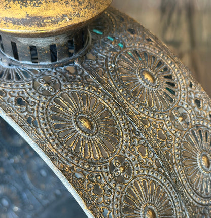 a close up of the detailing in the metal