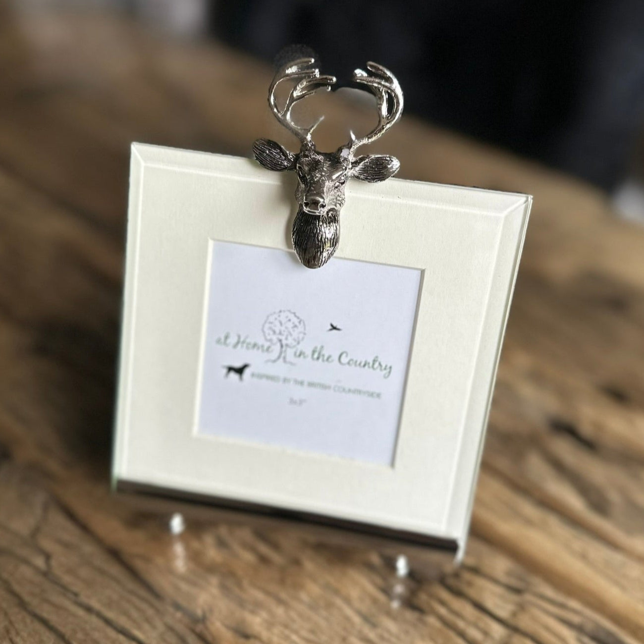 silver glass stag photo frame