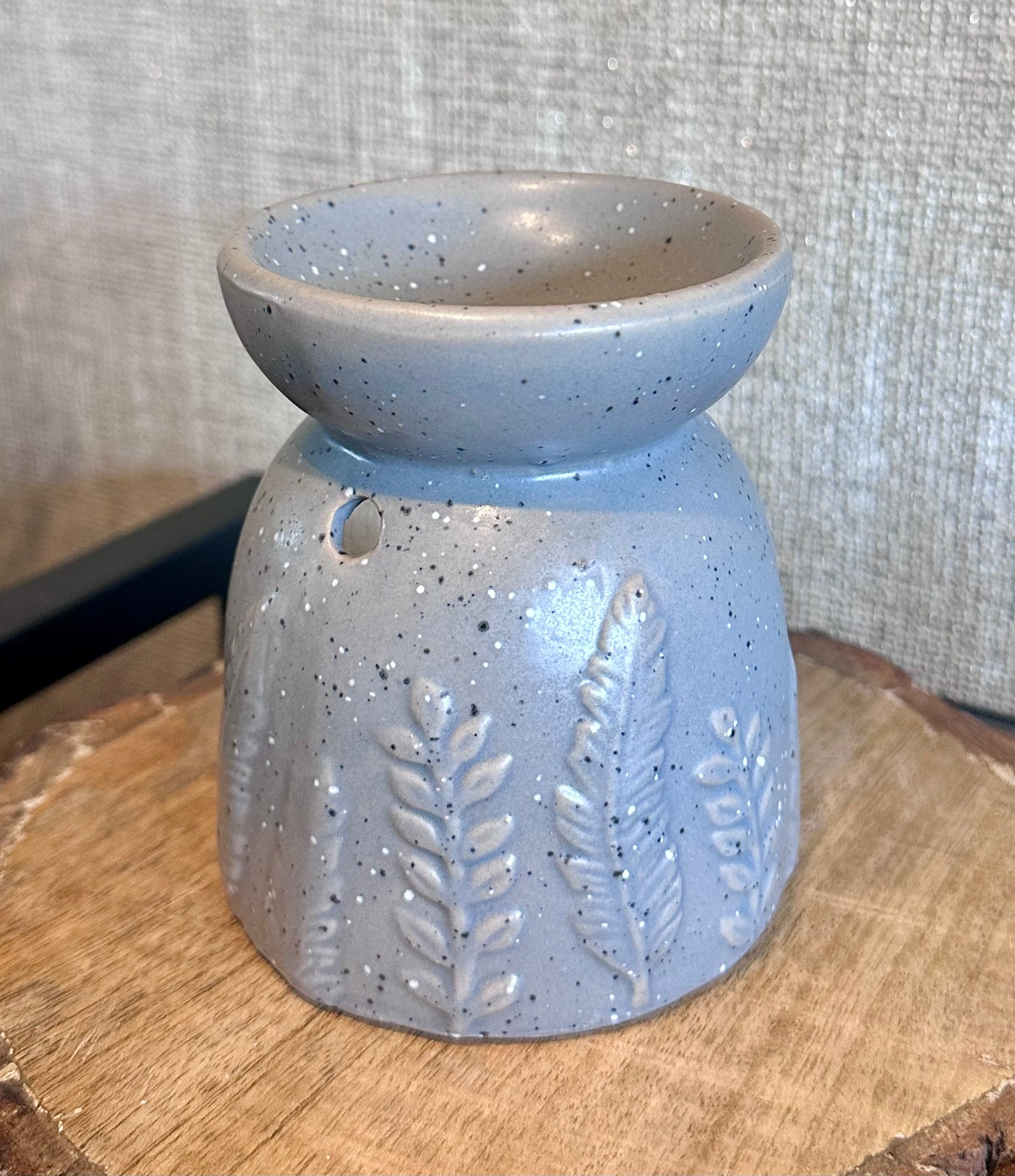 Speckled grey oil burner for wax melts and fragrance oils modern UK home decor accessory gift idea