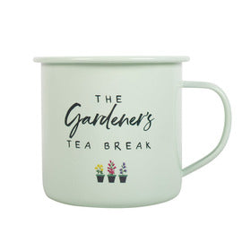 tin enamel mug - gardener's tea break